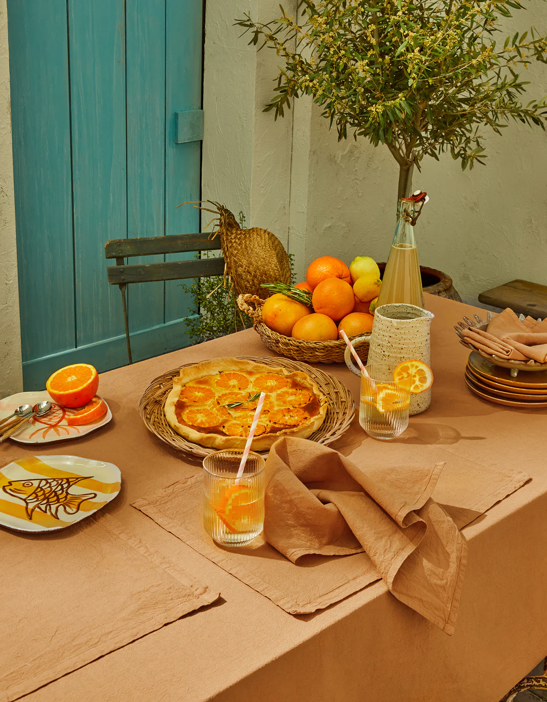 serviette de table bonsoirs lin et coton miel