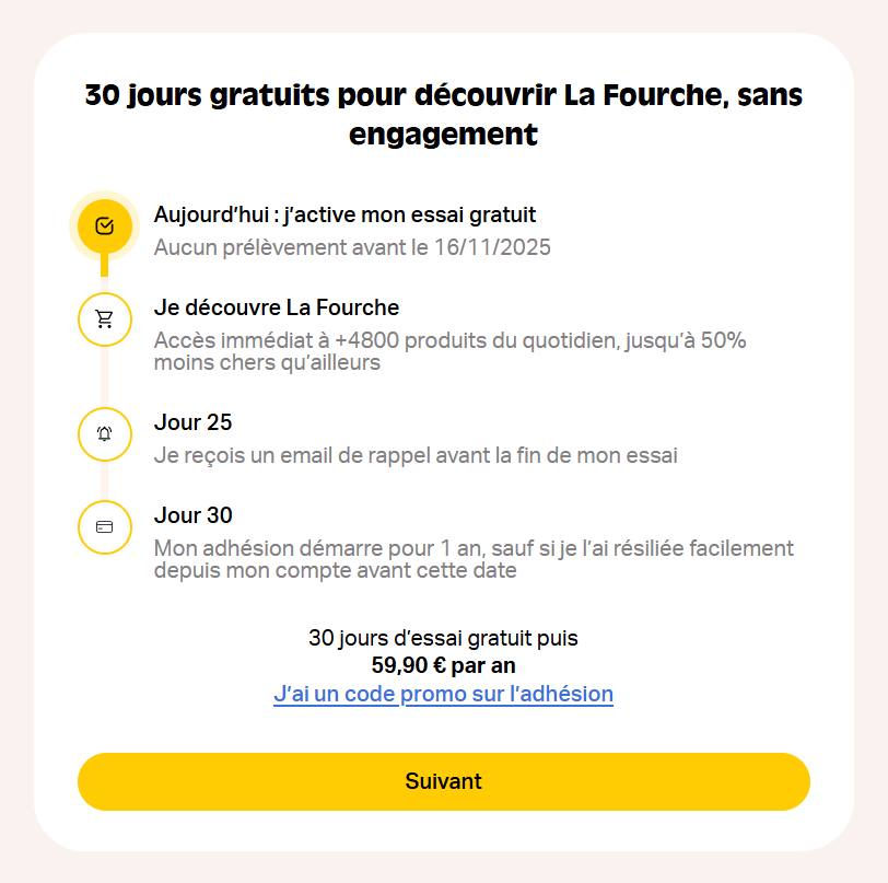 Inscription La Fourche code promo