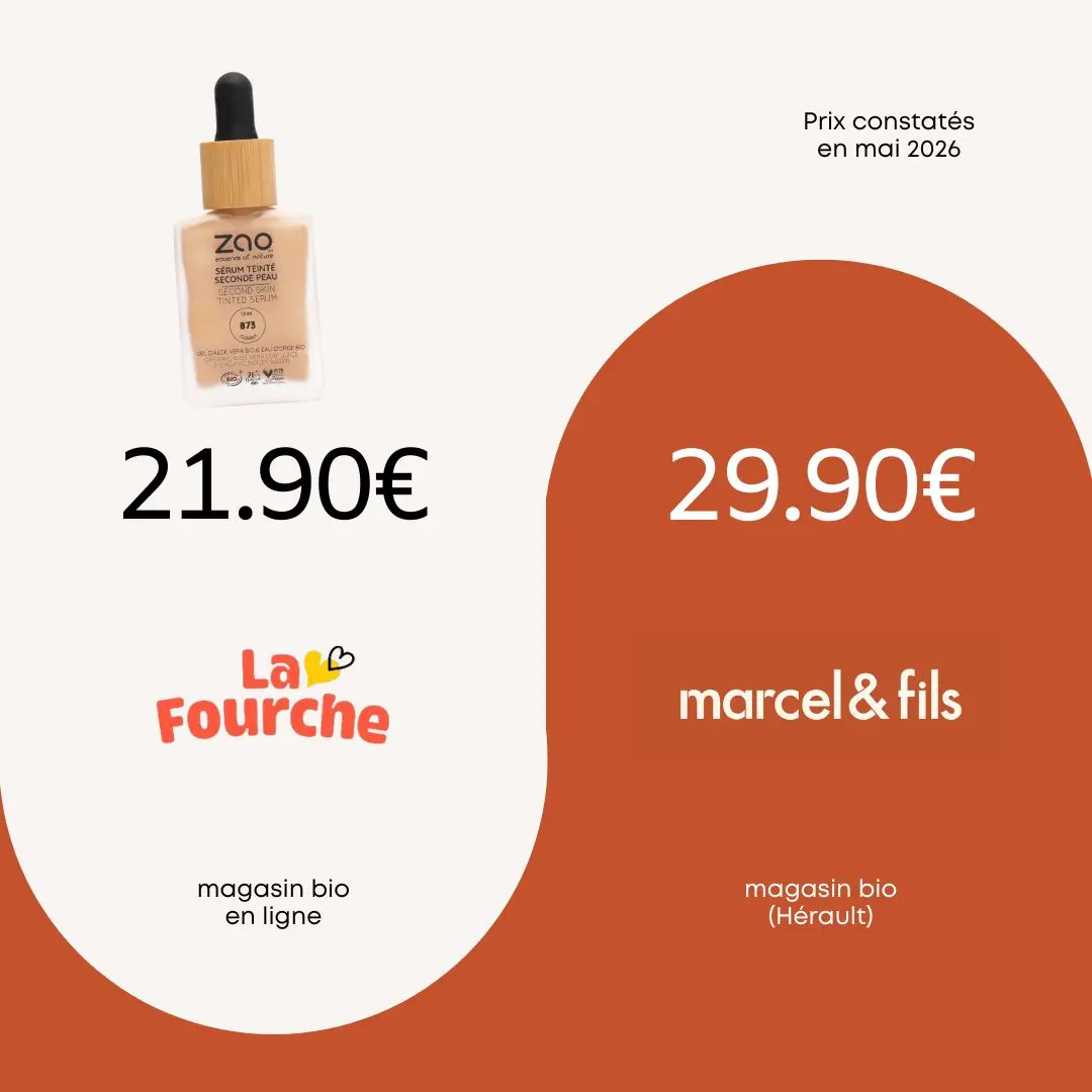 comparatif prix la fourche vs marcel et fils serum teinte zao